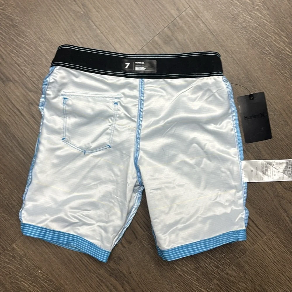 NWT Hurley Boy’s Sz 7 Indigo Blue Striped Shorts. Light. Silky soft. - Picture 11 of 12
